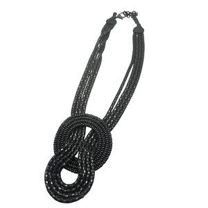 Express Black Knot Box Chain Necklace Bold Statement